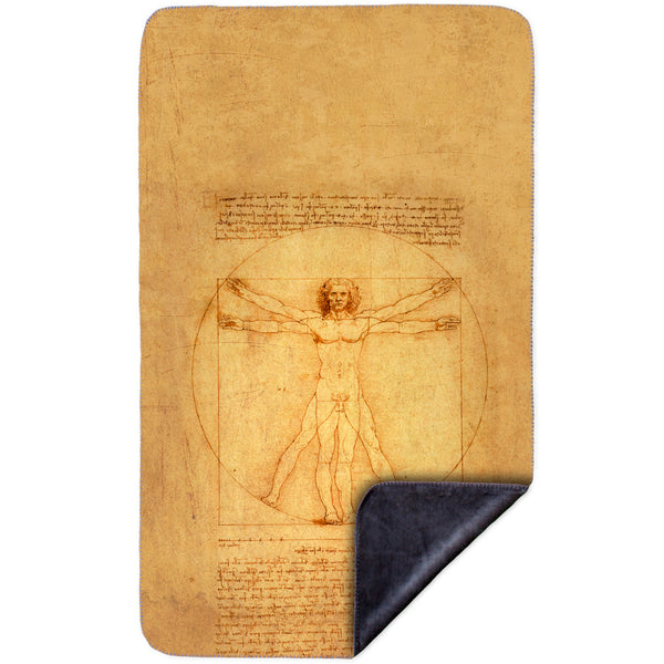 Leonardo da Vinci - "Vitruvian Man" (1490) MicroMink(Whip Stitched) Grey