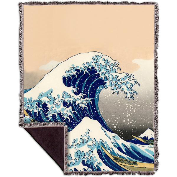 Katsushika Hokusai - "The Great Wave Off Kanagawa" ( 1830-1833) Woven Tapestry Throw
