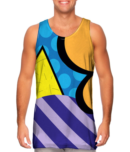 Circles on Yellow and Blue Mens Tank Top