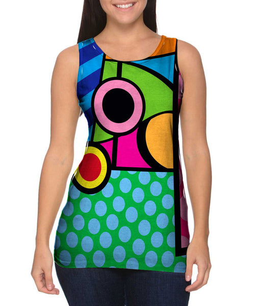 Circles on Green and Blue Womens Tank Top