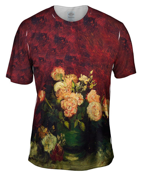 Van Gogh -"Bowl with Roses" (1886) Mens T-Shirt