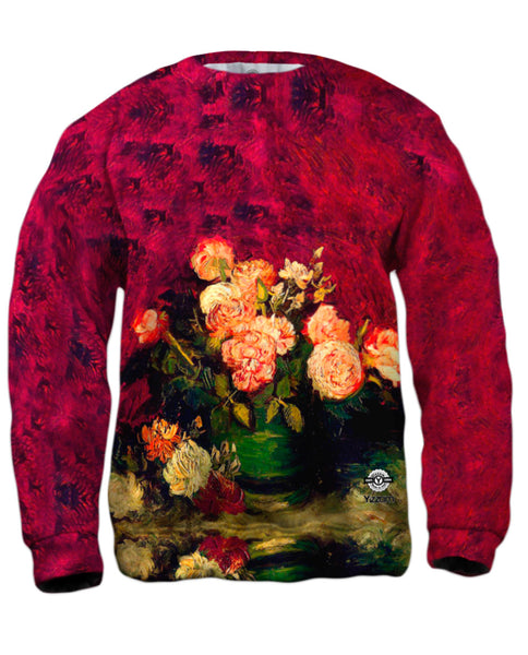 Van Gogh -"Bowl with Roses" (1886) Mens Sweatshirt