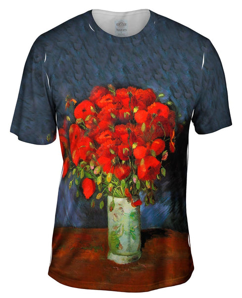 Van Gogh -"Vase with red Poppies" (1886) Mens T-Shirt