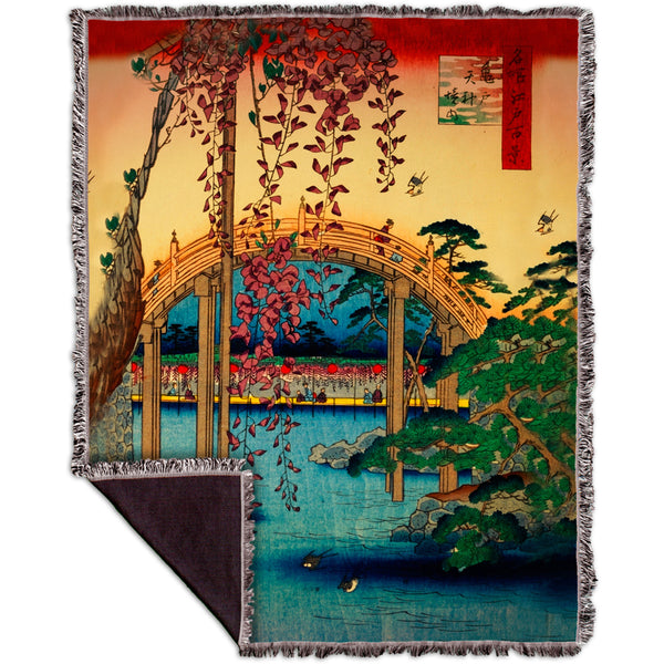 Japan - "Kameido Tenjin Shrine" Woven Tapestry Throw