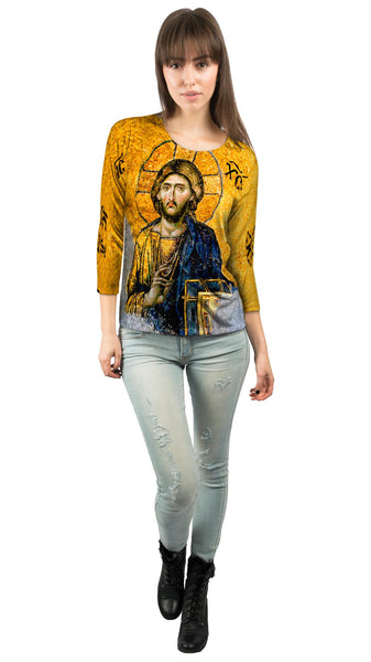 "Christian Orthodox Jesus Gold Hagia Sophia" Womens 3/4 Sleeve