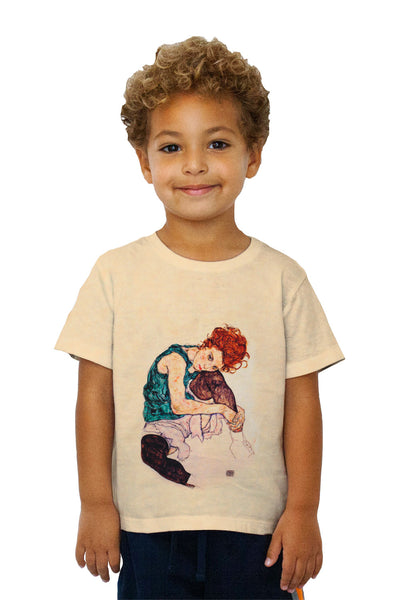 Kids Egon Schiele - "Seated Woman with Bent Knee" (1917) Kids T-Shirt