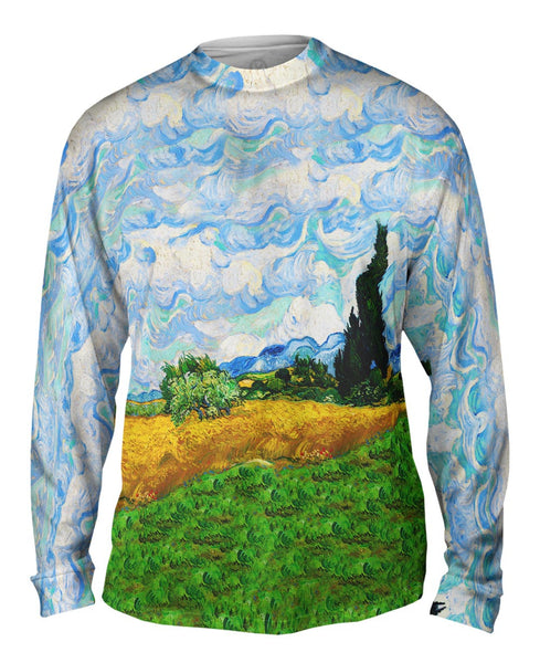 Vincent Van Gogh - "Wheatfield with Cypresses" (1889) Mens Long Sleeve