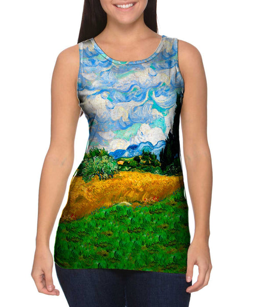 Vincent Van Gogh - "Wheatfield with Cypresses" (1889) Womens Tank Top