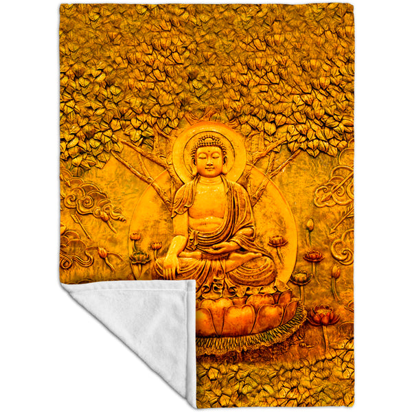 Buddha Under A Tree Statue Velveteen (MicroFleece)