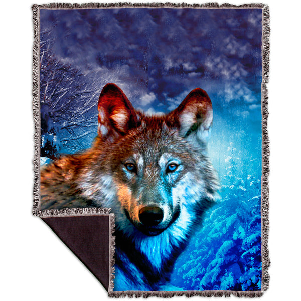 Grey Wolf Woven Tapestry Throw