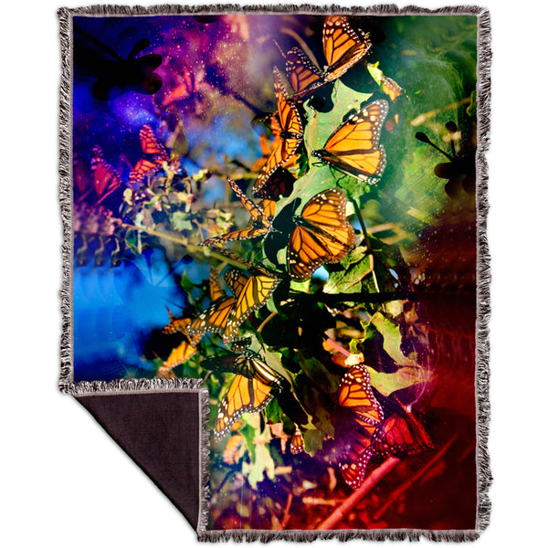 Tiedye Butterflies Woven Tapestry Throw