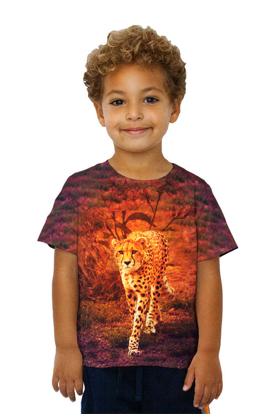 Kids Flower Cheetah Kids T-Shirt