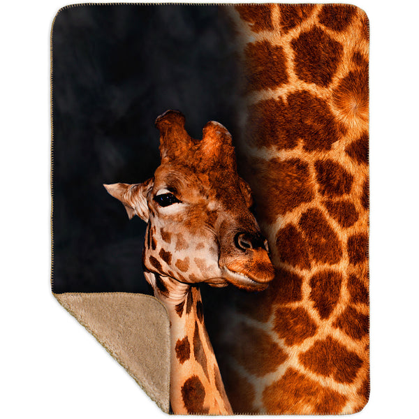 Giraffe Half Skin Sherpa Blanket