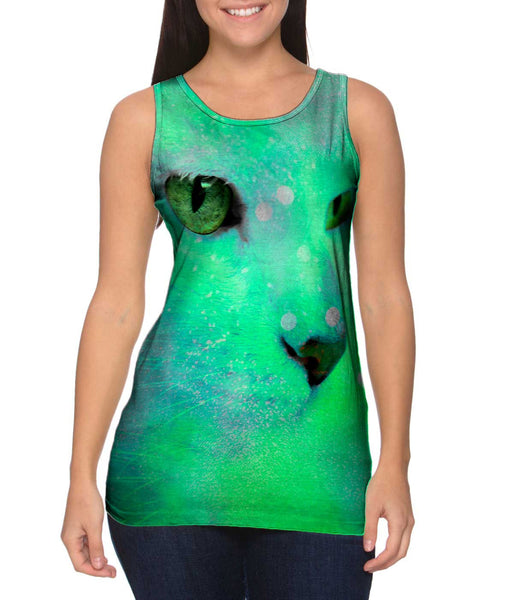 Psychedelic Kitty Close Up Womens Tank Top