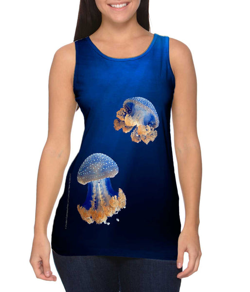 Blue Jellyfish Rise Underwater Womens Tank Top