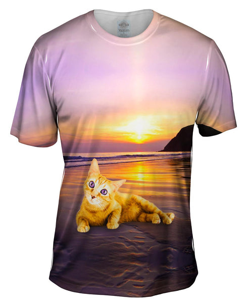 Smooth Sunset Kitty Cat Mens T-Shirt