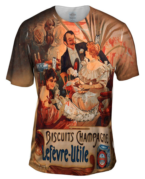 Alphonse Mucha - "Biscuits Champagne Lefèvre-Utile" (1896) Mens T-Shirt