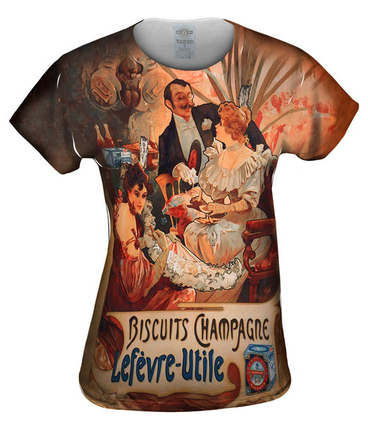 Alphonse Mucha - "Biscuits Champagne Lef Womens Top