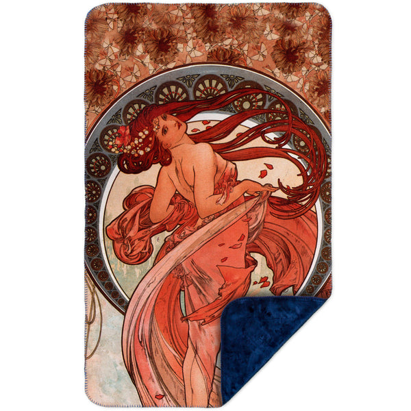 Alphonse Mucha - "Dance" (1898) MicroMink(Whip Stitched) Navy