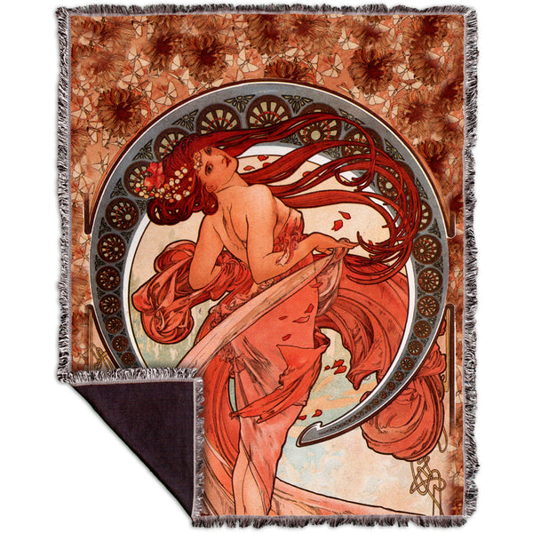 Alphonse Mucha - "Dance" (1898) Woven Tapestry Throw