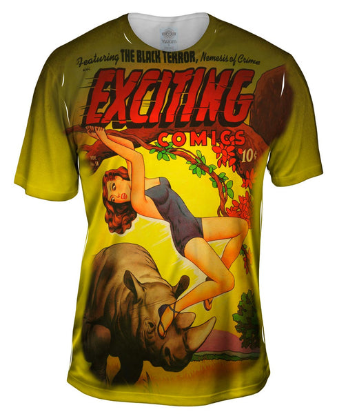 Rhino Attack Comic Retro Mens T-Shirt