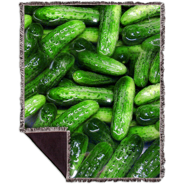 Kosher Dill Pickles Woven Tapestry Throw