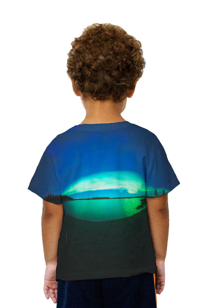 Kids Aurora Borealis Sky Blue Kids T-Shirt