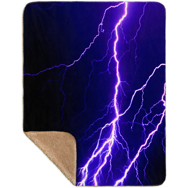 Violet Lightning Storm Sherpa Blanket
