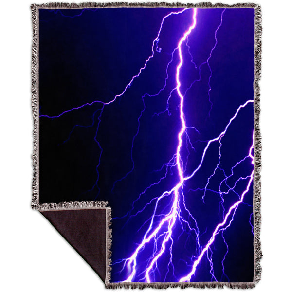 Violet Lightning Storm Woven Tapestry Throw