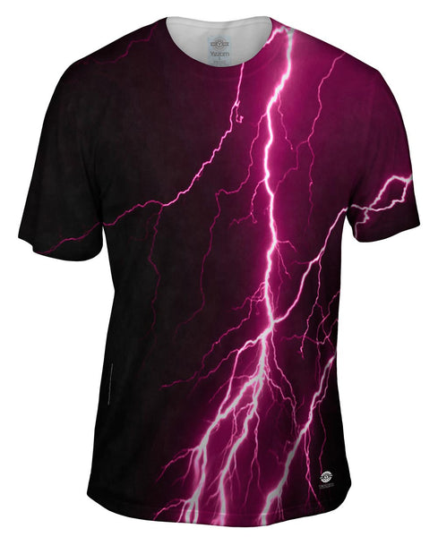 Lightning Storm Maroon Black Mens T-Shirt