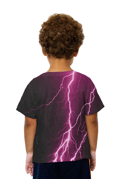 Kids Lightning Storm Maroon Black Kids T-Shirt