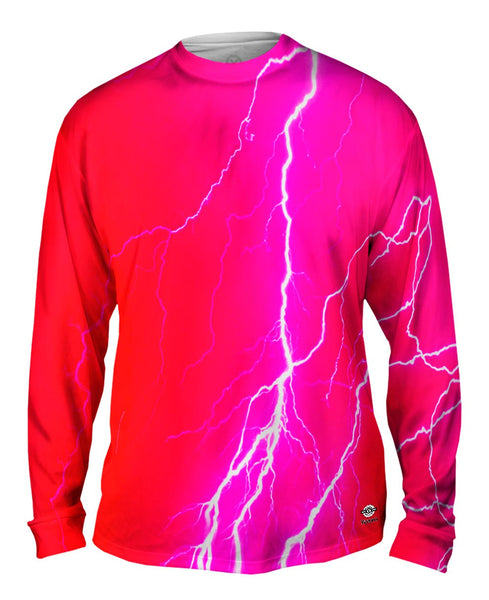 Lightning Storm Pink Mens Long Sleeve