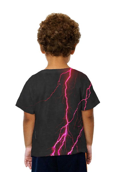 Kids Lightning Storm Pink Black Kids T-Shirt