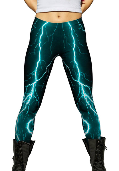 Lightning Storm Turquoise Womens Leggings