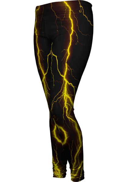Lightning Storm Yellow Womens Leggings