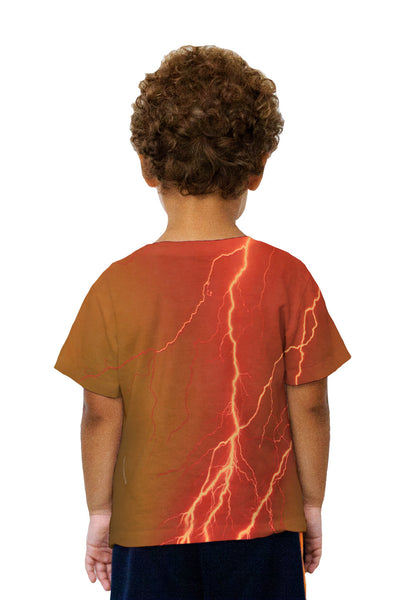 Kids Lightning Storm Orange Brown Kids T-Shirt