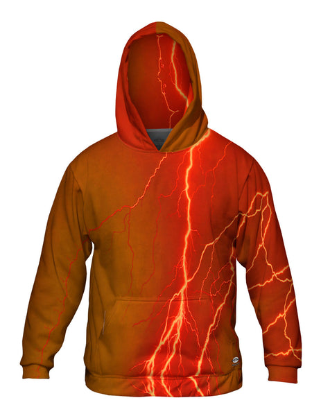 Lightning Storm Orange Brown Mens Hoodie Sweater
