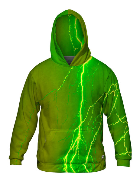 Lightning Storm Green Yellow Mens Hoodie Sweater