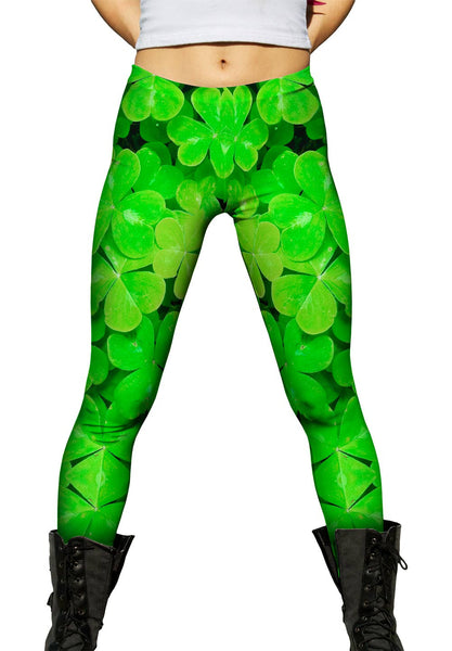 Green Shamrock Women's Crossover Plus Size Leggings, 4 leaf clover yoga  pants, plus size workout leggings, yoga pants, shamrock clothing
