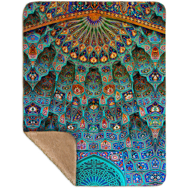 Moroccan Mosaic Tile Sherpa Blanket