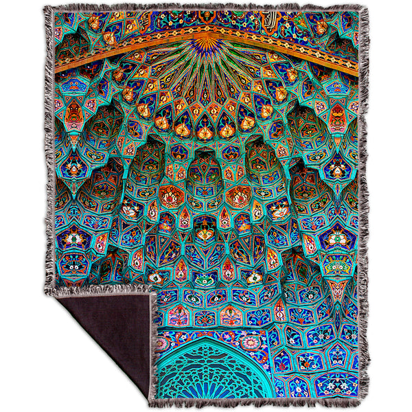Moroccan Mosaic Tile Woven Tapestry Throw