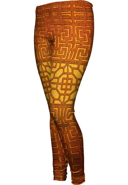 Eastern Tapestry Orange Womens Leggings