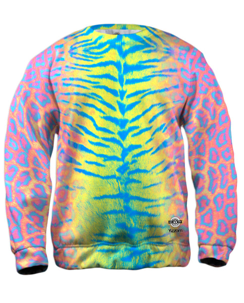 Tiger Leopard Skin Pink Yellow Blue Mens Sweatshirt