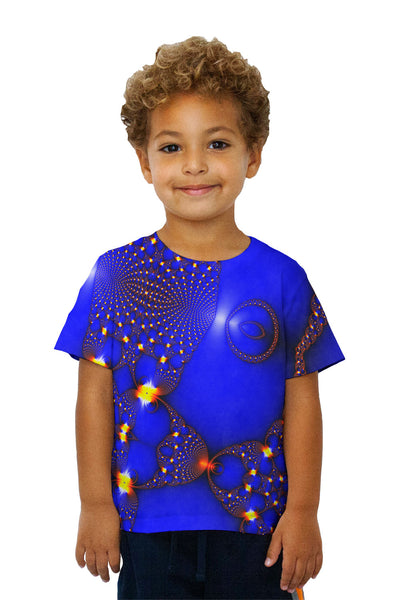Kids Blue Fractal Web Kids T-Shirt
