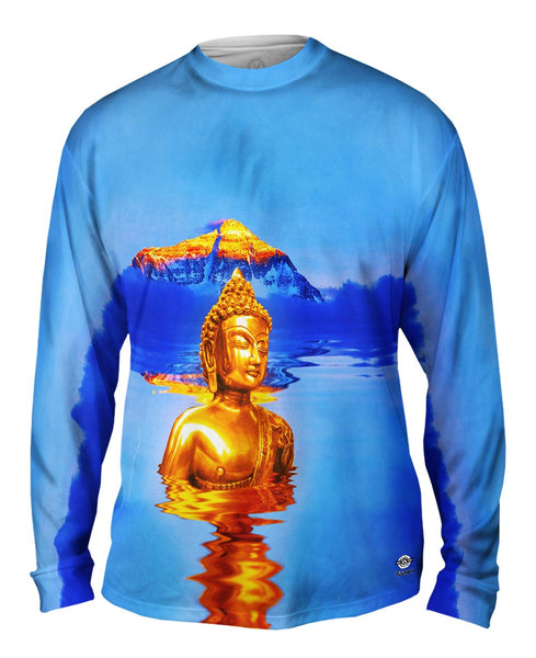Golden Peaks Buddha And Mount Everest Mens Long Sleeve