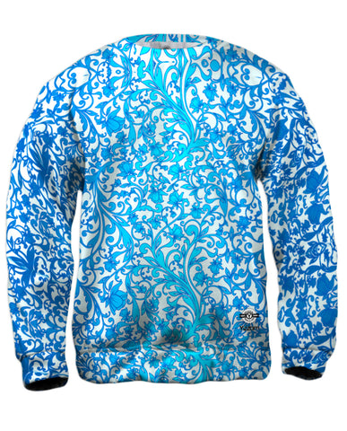 Swirl Flower Navy Turquoise Pattern