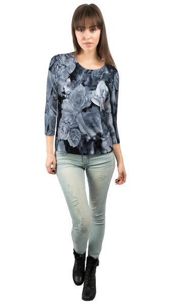 Gray Day Rose Bouquet Womens 3/4 Sleeve