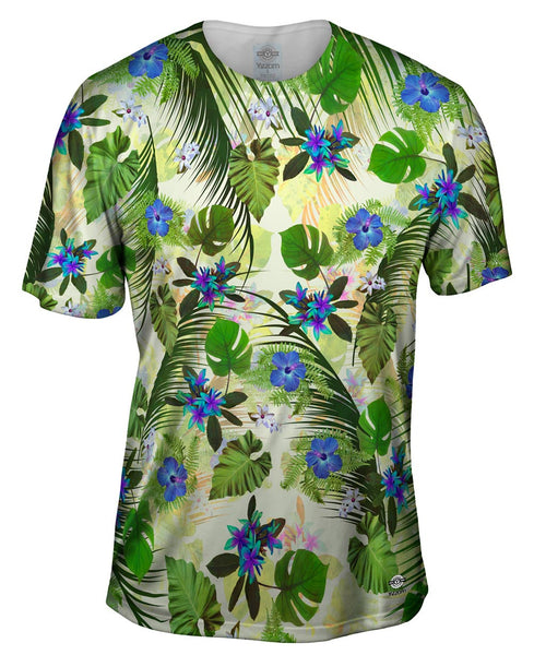 Aloha Blue Flowers Pattern Mens T-Shirt