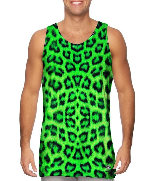 Neon Green Leopard Animal Skin Mens Tank Top