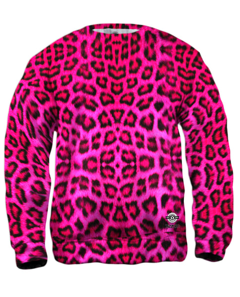 Neon Pink Leopard Animal Skin Mens Sweatshirt